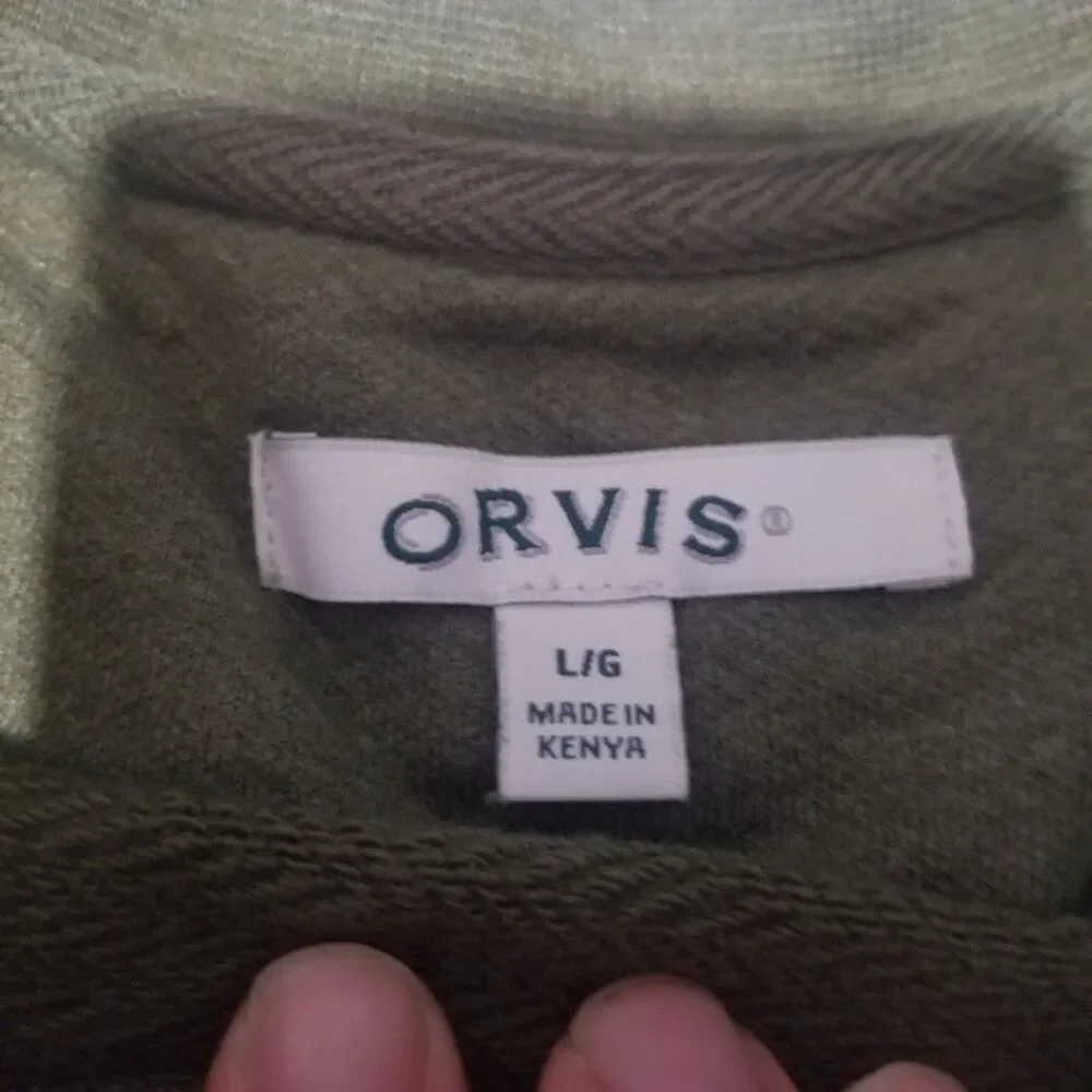 Orvis Men's Long Sleeve Textured Crew Neck Sweatshirt Olive Green Size L